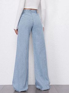 Off Duty Sky Blue Fall Wide Leg High Rise Jeans