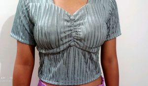 Sage Gray Textured Top