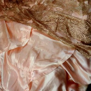 Pink Silk Princess Frock With Glitter And Work