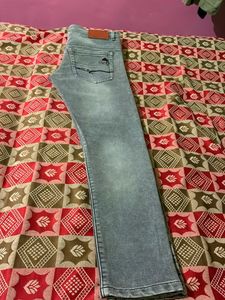 Designer Embroidered Grey Denim Jeans– Lightly Use