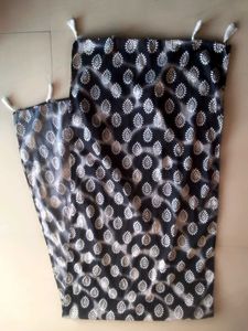 Elegant Black Printed Scarf with Tassels
