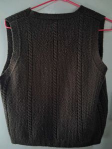 Brown Knit Vest with Floral Detail