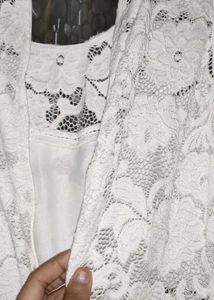 Stylish White Mini Fork Or One Piece For Girls