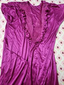 Purple Satin &amp; Lace Nightgown