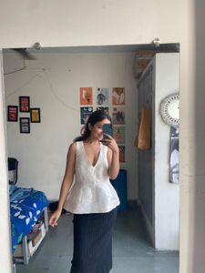 White Peplum Top