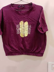 Maroon Graphic Print T-shirt