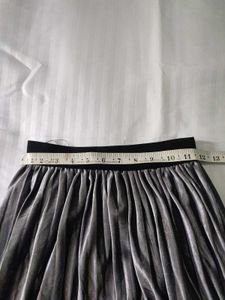 Pleated Midi Velvet Skirt W-28-36
