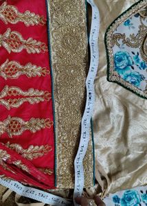 Red Lehnga With Golden Blouse