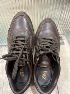 Zara Brown Leather Casual Shoes
