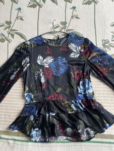 Zara Print Peplum Top, Used Only Once