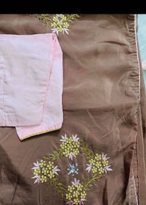 Embroidered Saree Chocolate Shade