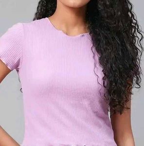 Lilac Ribbed Lettuce Edge Top