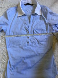 Blue Zara Basic Fitted Shirt