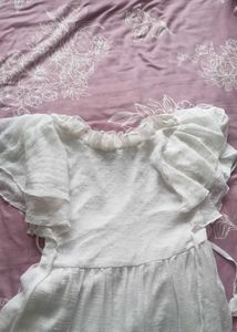 White Ruffled Sheer Dress