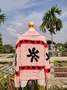 Floral Heart Knit Cardigan