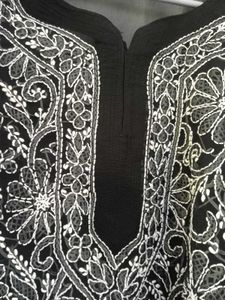 Black Embroidered Tunic Short Kurti