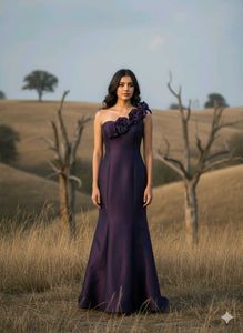 Elegant Purple One-Shoulder Gown