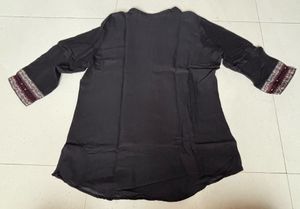 Black Tunic Top with Embellished Sleeves