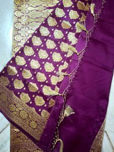 Purple Banarasi Saree with Blouse