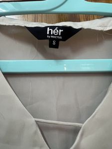 Full Sleeeves Satin Beige Top