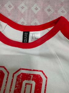 Crop Top - White &amp; Red