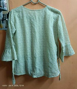 Embroidered Peplum Top