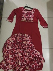 Maroon Printed Kurta Set