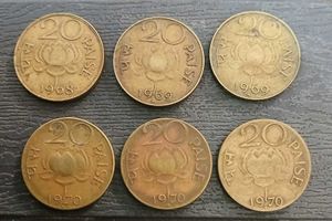 20 Paise Nickel - Brass Lotus Flower Coin Total 6
