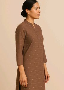 Brown Ikat Print Kurti