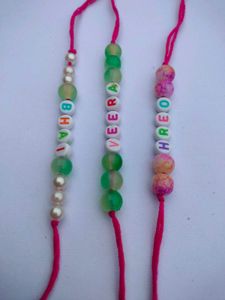 Pink Thread Name Rakhi Combo