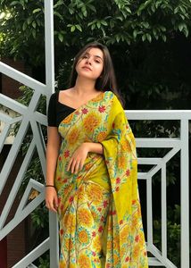 New Vibrant Georgette Saree🍋‍🟩