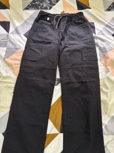 Black Straight Fit Cotton Pant For Women!!