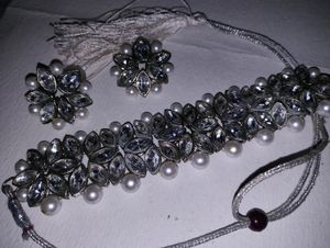 Glittering Necklaces Set Of Choker With Earrings