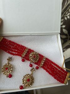 Red Beaded Jewelry Set