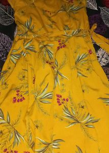 Mustard Colour Fit And Flare Dress