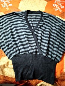 Striped Wrap Sweater