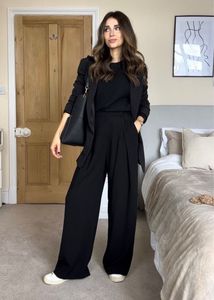 Black Wide Leg Drawstring Pants