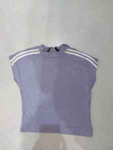 Nuon by Westside Lavender Striped Crop-Top