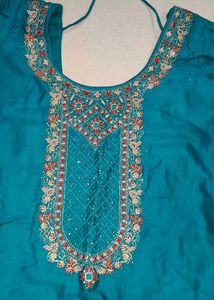 Teal Embroidere Suit And Trouser