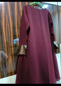 Maroon Dress with Sequin Detail
