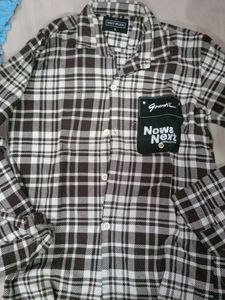 Brown &amp; White Plaid Shirt