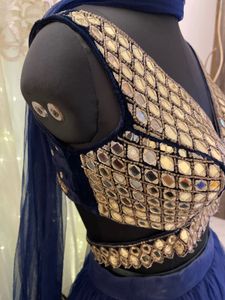 Navy Blue Mirror Work Lehenga Choli