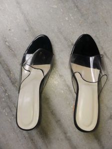 Clear Heel Mules - Size 4