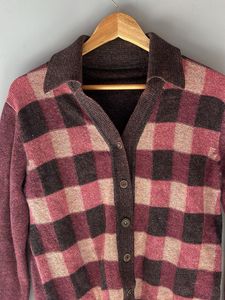Vintage Plaid Knit Cardigan