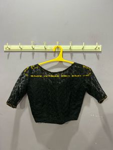 Black Lace Sheer Blouse With Lehanga