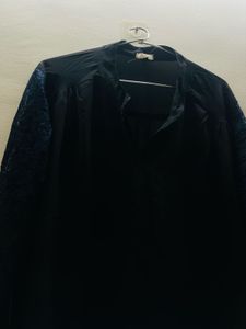 Elegant Black Lace Sleeve Top