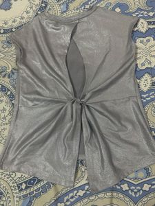 Silver Open Back Top