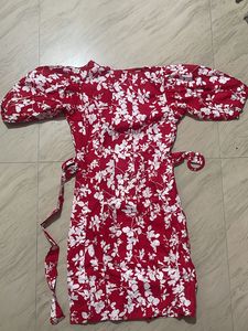 Red Bodycon Dress With Belt