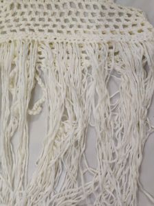 Off White Crochet Bikini Cover Up Top