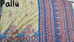 Vibrant Beige &amp; Blue Saree with Paisley Print